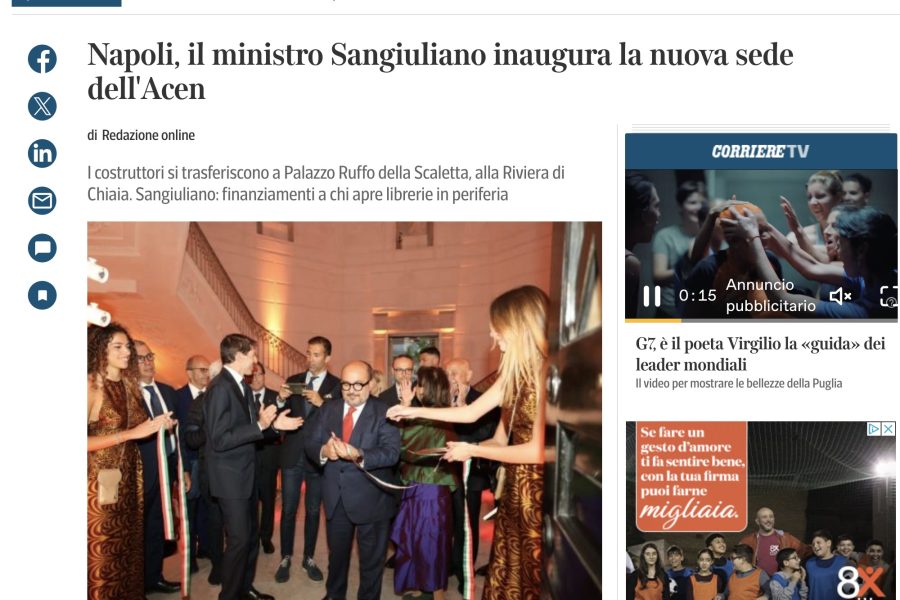 CorMez: Il ministro Sangiuliano inaugura la nuova sede dell’Acen